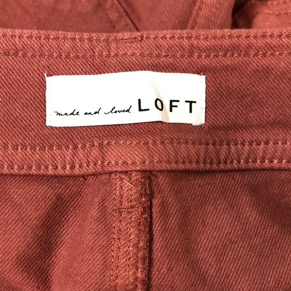 Loft Rust Coral High Waist Cotton Denim Shorts Size 4 NWT - Picture 7 of 11